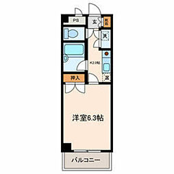 ビレッジコア八王子 1Kの間取図画像