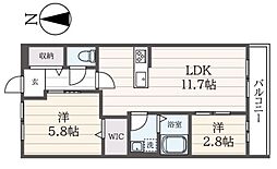 JollyField 2LDKの間取図画像
