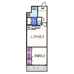 フジパレス浜寺石津2番館 1LDKの間取図画像