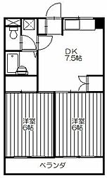 第二ドリームハイツ 2DKの間取図画像