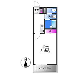 レオパレスイーエフ3 1Kの間取図画像