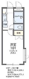 レオパレス飛龍 1Kの間取図画像
