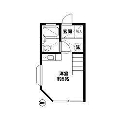 ビーンズ国立 1階ワンルームの間取り
