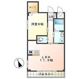 ジングレース 1LDKの間取図画像