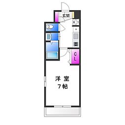 Luxe布施東 1Kの間取図画像