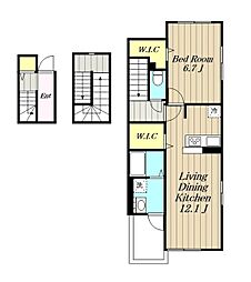 エクシード3 1LDKの間取図画像