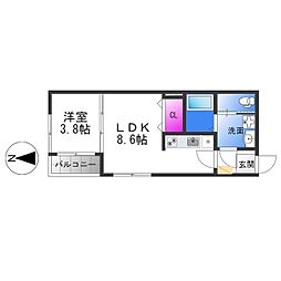 ロイヤルレジデンス鶴橋 1LDKの間取図画像