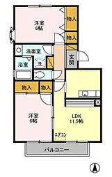 ラフィネC 2LDKの間取図画像