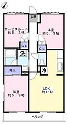 リュウ壱番館 2SLDKの間取図画像