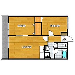 サニーヒルズ旭ヶ丘 2LDKの間取図画像