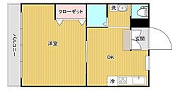 斎藤マンション 1DKの間取図画像