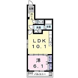 ブラッサム栄進 1LDKの間取図画像