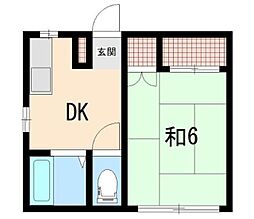 メゾン宇田川 1DKの間取図画像