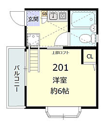 クレシェンドM 1Kの間取図画像
