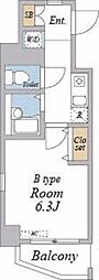 EXIA元住吉 1Kの間取図画像