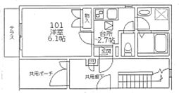 メゾン・ド・リラ 1階1Kの間取り