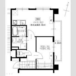 芦屋リバーウエストマンション 1LDKの間取図画像