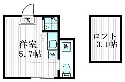 家和パレス 1階ワンルームの間取り