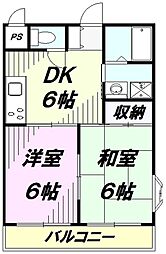 キングス所沢 2DKの間取図画像