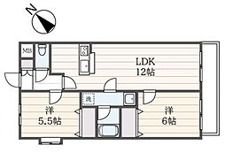 クレスト新横浜 2LDKの間取図画像