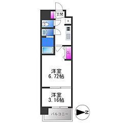 近鉄けいはんな線 荒本駅 徒歩2分の賃貸マンション 15階2Kの間取り