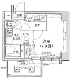 アイルルシェール錦糸町 1Kの間取図画像
