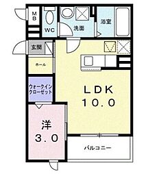 カーサ アヴァンツァーレ 1LDKの間取図画像