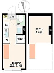 Tハウス ワンルームの間取図画像