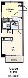ボヌール 1LDKの間取図画像