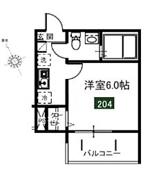 メディア中野島 1Kの間取図画像