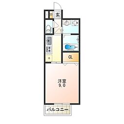 アムールガレット 1Kの間取図画像