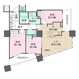 ザ・パークハウス西新宿タワー60 3LDKの間取図画像