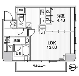 ジェノヴィア浅草橋2スカイガーデン 1LDKの間取図画像