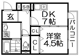 YNレジデンス 1DKの間取図画像