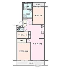 グランドゥール 2LDKの間取図画像
