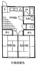 サンライズ・横浜 2DKの間取図画像