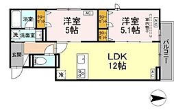 セレスティア西新井II 3階2LDKの間取り