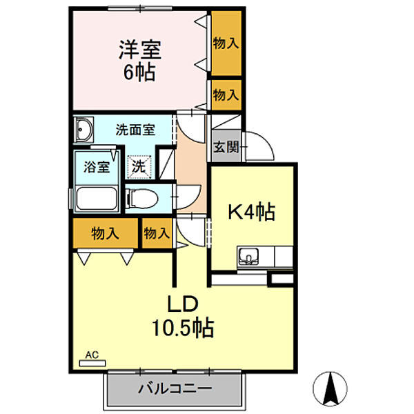 パラシオ樹太　Ｂ棟 201｜香川県高松市木太町(賃貸アパート1LDK・2階・56.25㎡)の写真 その2