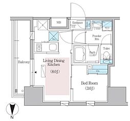 アーバネックス蔵前レジデンス 9階1LDKの間取り