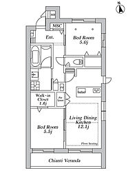 アノイエ 東棟 2LDKの間取図画像
