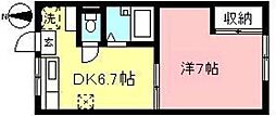 エステートアイ2 1DKの間取図画像