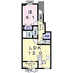 プラシードガーデン3 1LDKの間取図画像
