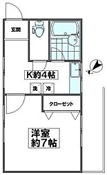 内倉ビル 1Kの間取図画像