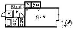 サウスウィンド 1Kの間取図画像