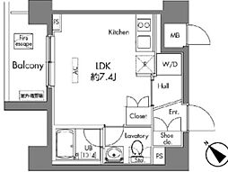 プラウドフラット早稲田 ワンルームの間取図画像