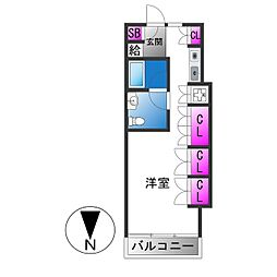アバンティ深江S ワンルームの間取図画像