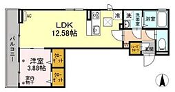 D-room天神 1LDKの間取図画像