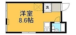 白石ハイツ 2階ワンルームの間取り