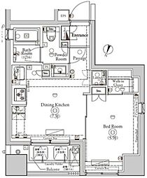 BPRレジデンス神田富山町 8階1DKの間取り