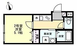 ベイルーム本厚木Norte 1階1Kの間取り